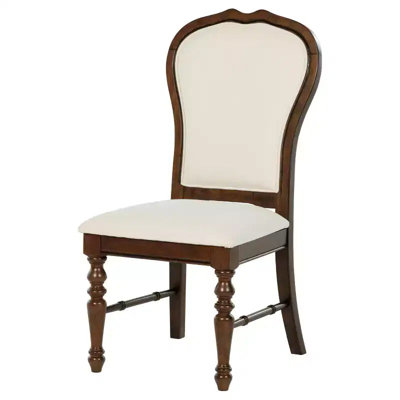 Chaises de salle à manger GDFStudio Bennett en tissu et bois avec dossier arrondi et pieds tournés (Lot de 2)