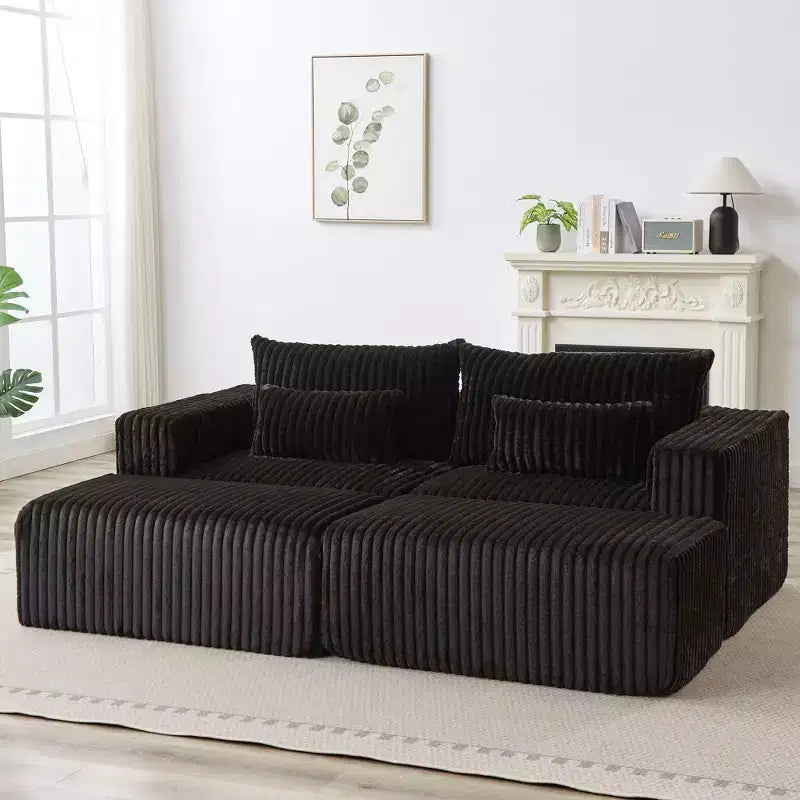Chaise longue surdimensionnée 87 : aucun assemblage requis, causeuse en peluche nuage avec 2 repose-pieds amovibles - Canapé-lit moderne et moelleux pour le salon et la chambre à coucher