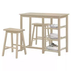 Simple Relax 3 Piece Wooden Counter Height Dining Set in Buttermilk