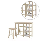 Ensemble de salle à manger 3 pièces en bois hauteur comptoir Simple Relax, couleur Buttermilk