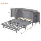 Lit Escamotable Whisen Full avec Rangement Caché et Design Tressé Moderne