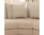 Canapé sectionnel en L modulable GDFStudio Antonia en velours côtelé beige avec étagère intégrée