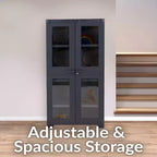 Sunnydaze Armoire de rangement verrouillable en plastique avec 3 étagères réglables et 4 fenêtres - Anthracite - 48,75