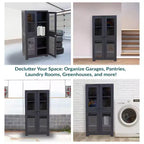Sunnydaze Armoire de rangement verrouillable en plastique avec 3 étagères réglables et 4 fenêtres - Anthracite - 48,75