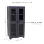 Sunnydaze Armoire de rangement verrouillable en plastique avec 3 étagères réglables et 4 fenêtres - Anthracite - 48,75