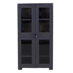 Sunnydaze Armoire de rangement verrouillable en plastique avec 3 étagères réglables et 4 fenêtres - Anthracite - 48,75