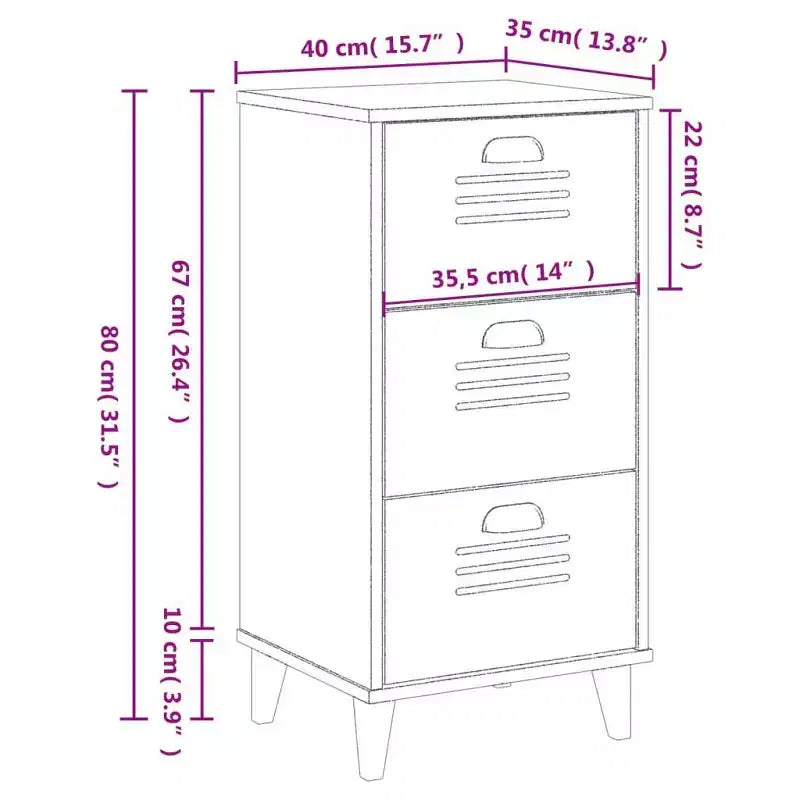 vidaXL Table de chevet Meuble d'appoint de chambre à coucher Pin massif
