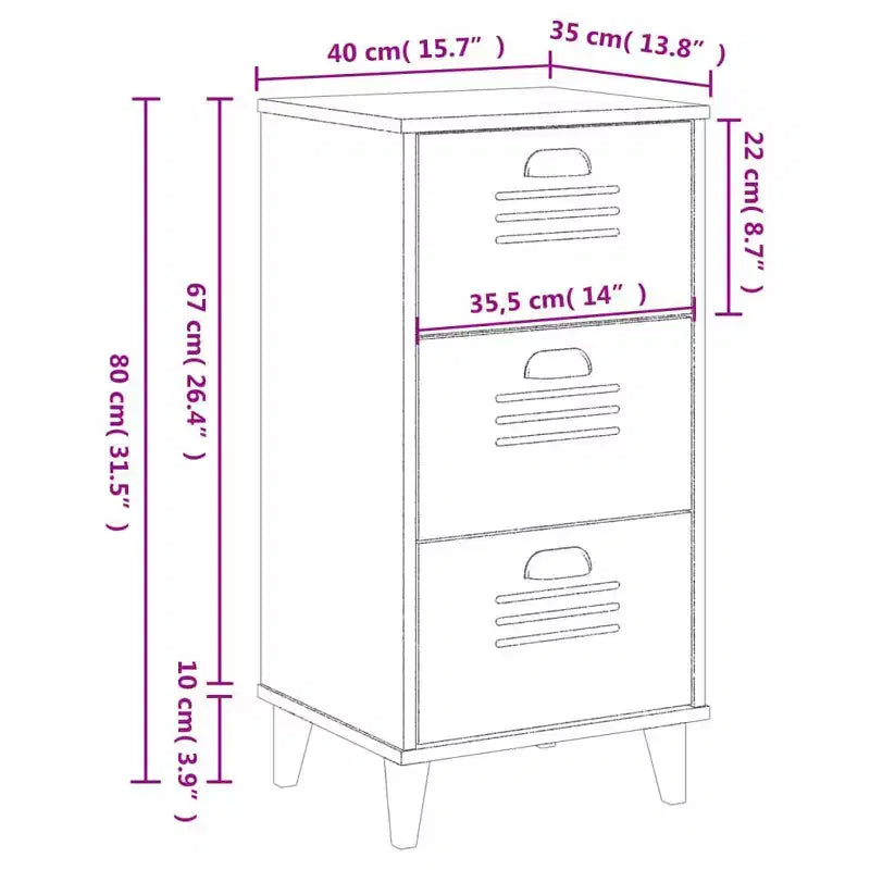vidaXL Table de chevet Meuble d'appoint de chambre à coucher Pin massif