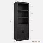 Bibliothèque de ferme avec portes, étagère à 5 niveaux avec rangement, armoire de rangement en bois