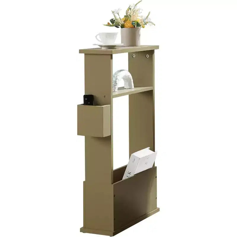 Table d'appoint étroite Kings Brand Furniture avec étagère de rangement - Table d'appoint moderne et mince pour canapé, Table de chevet avec porte-revues et télécommandes
