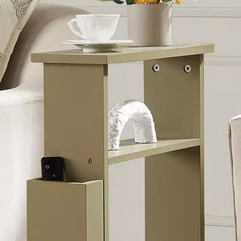 Table d'appoint étroite Kings Brand Furniture avec étagère de rangement - Table d'appoint moderne et mince pour canapé, Table de chevet avec porte-revues et télécommandes