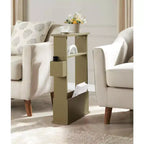 Table d'appoint étroite Kings Brand Furniture avec étagère de rangement - Table d'appoint moderne et mince pour canapé, Table de chevet avec porte-revues et télécommandes