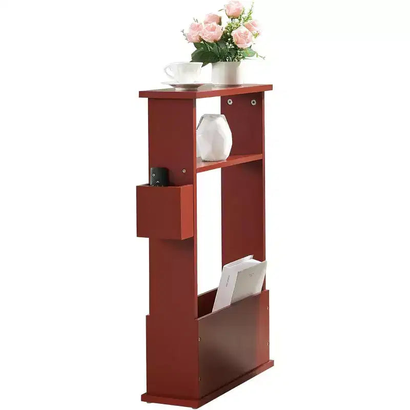 Table d'appoint étroite Kings Brand Furniture avec étagère de rangement - Table d'appoint moderne et mince pour canapé, Table de chevet avec porte-revues et télécommandes