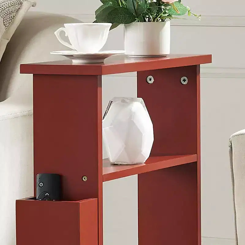 Table d'appoint étroite Kings Brand Furniture avec étagère de rangement - Table d'appoint moderne et mince pour canapé, Table de chevet avec porte-revues et télécommandes