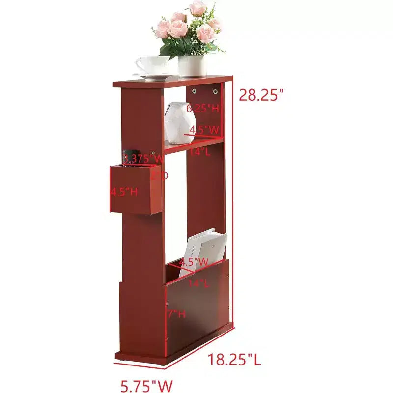 Table d'appoint étroite Kings Brand Furniture avec étagère de rangement - Table d'appoint moderne et mince pour canapé, Table de chevet avec porte-revues et télécommandes