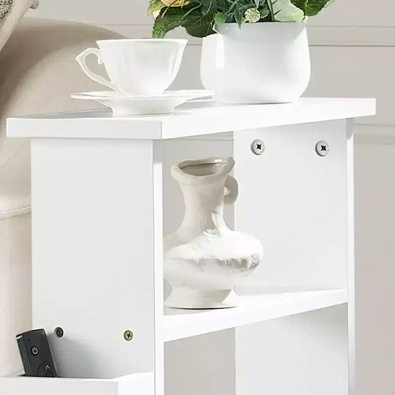 Table d'appoint étroite Kings Brand Furniture avec étagère de rangement - Table d'appoint moderne et mince pour canapé, Table de chevet avec porte-revues et télécommandes