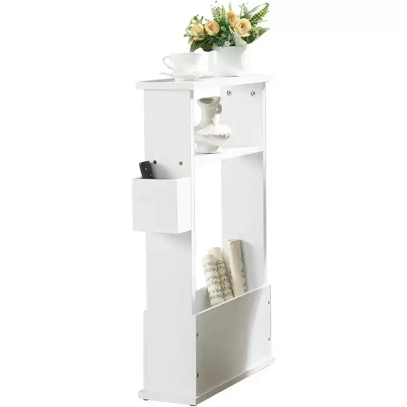 Table d'appoint étroite Kings Brand Furniture avec étagère de rangement - Table d'appoint moderne et mince pour canapé, Table de chevet avec porte-revues et télécommandes
