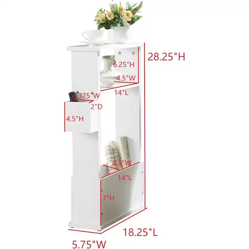 Table d'appoint étroite Kings Brand Furniture avec étagère de rangement - Table d'appoint moderne et mince pour canapé, Table de chevet avec porte-revues et télécommandes