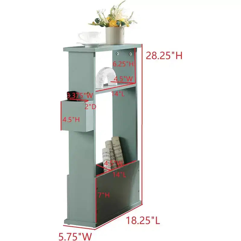 Table d'appoint étroite Kings Brand Furniture avec étagère de rangement - Table d'appoint moderne et mince pour canapé, Table de chevet avec porte-revues et télécommandes