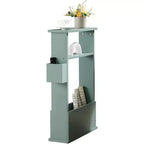 Table d'appoint étroite Kings Brand Furniture avec étagère de rangement - Table d'appoint moderne et mince pour canapé, Table de chevet avec porte-revues et télécommandes