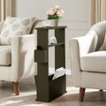 Kings Brand Furniture Narrow Side Table with Storage Shelf - Modern Slim Sofa End Table, Bedside Table with Magazine and Remote Holder