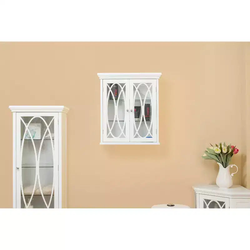 Meuble Mural Amovible en Bois Florence 2 Portes avec Étagères Réglables, Blanc par Teamson Home