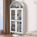 73 Tall Arched Pantry Cabinet,Versatile Cupboard with Glass Door, 2 Adjustable Shelves & Drawers,Modern Farmhouse Arched Bookcase