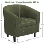 Yaheetech Lot de 2 fauteuils club en forme de tonneau pour salon, chambre, salle de réception