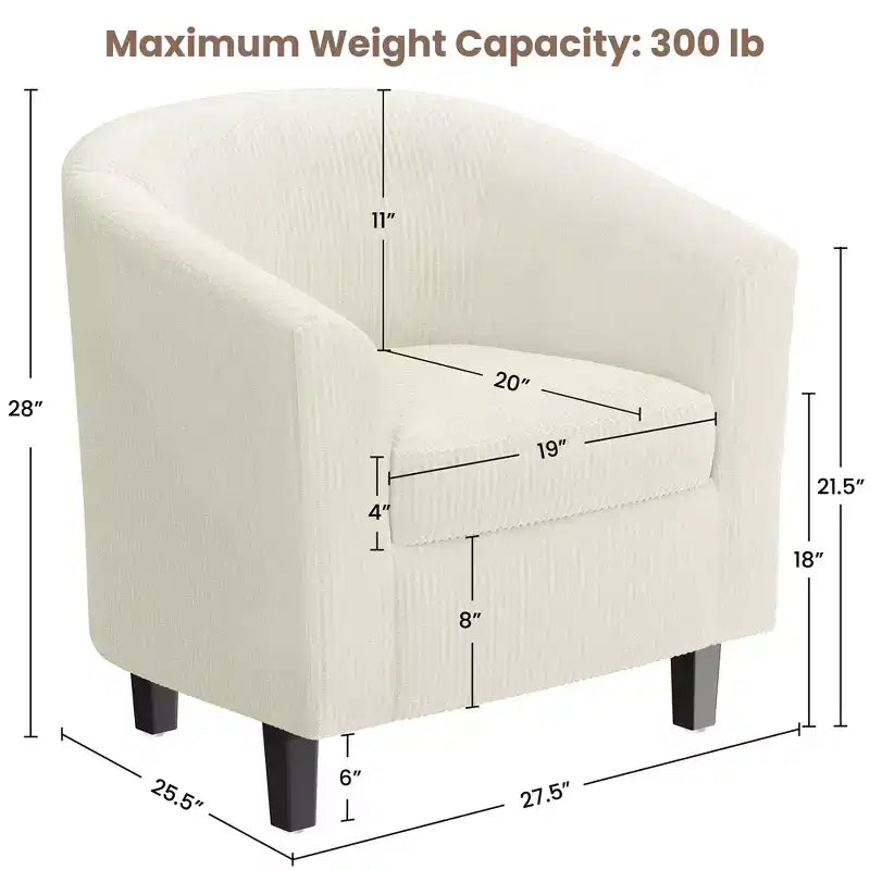 Yaheetech Lot de 2 fauteuils club en forme de tonneau pour salon, chambre, salle de réception