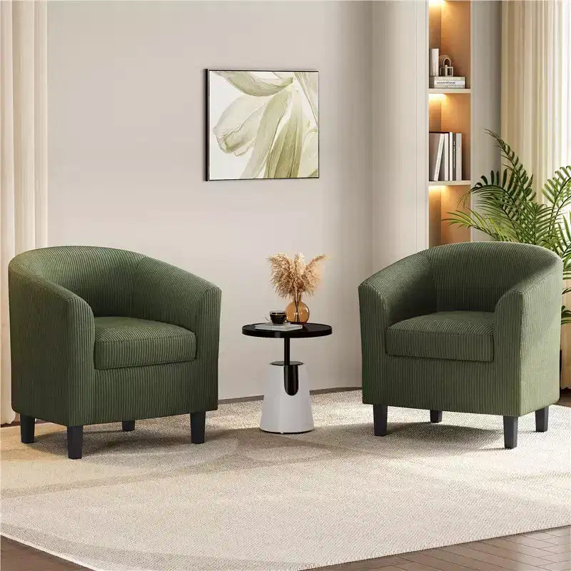 Yaheetech Lot de 2 fauteuils club en forme de tonneau pour salon, chambre, salle de réception