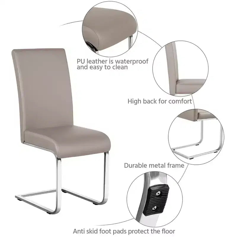 Yaheetech Lot de 4 chaises de salle à manger en similicuir avec pieds en métal