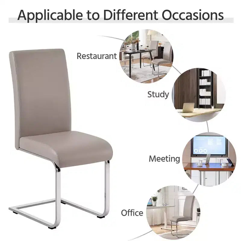 Yaheetech Lot de 4 chaises de salle à manger en similicuir avec pieds en métal