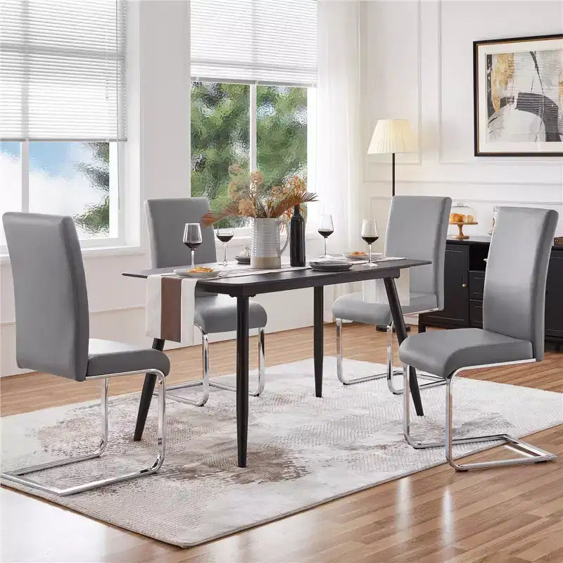 Yaheetech Lot de 4 chaises de salle à manger en similicuir avec pieds en métal
