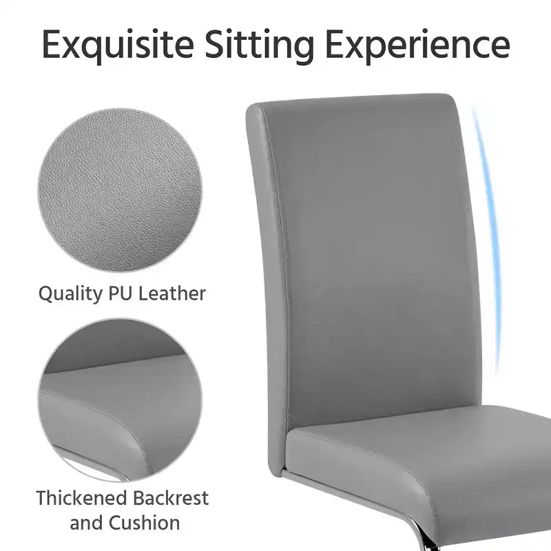 Yaheetech Lot de 4 chaises de salle à manger en similicuir avec pieds en métal