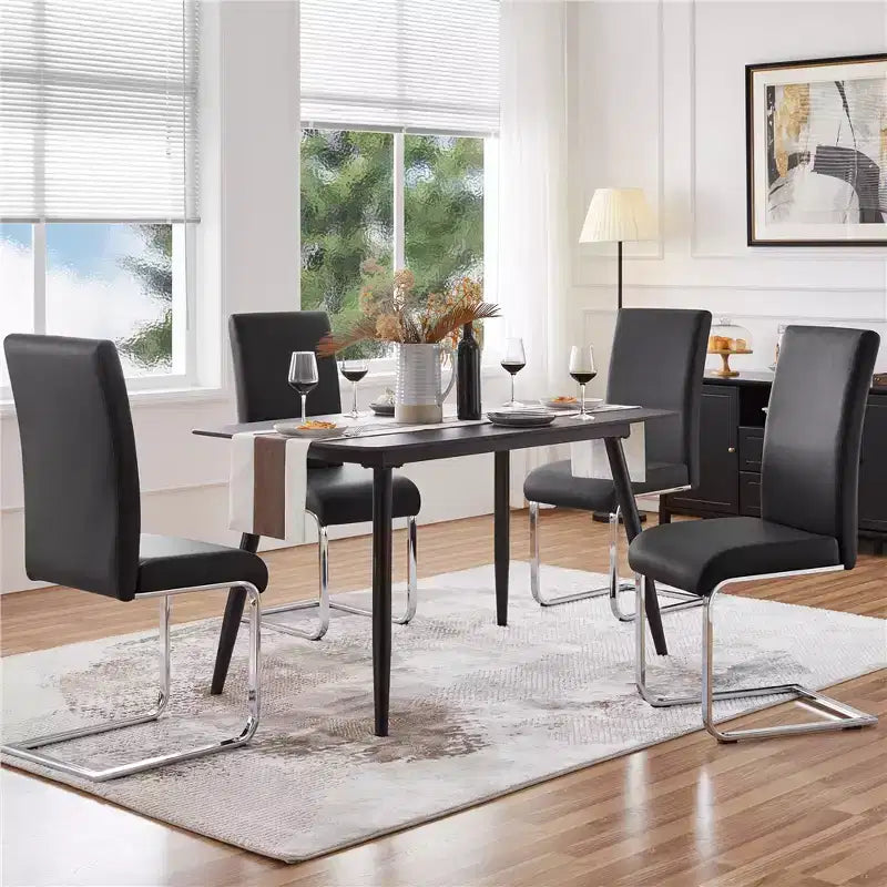 Yaheetech Lot de 4 chaises de salle à manger en similicuir avec pieds en métal
