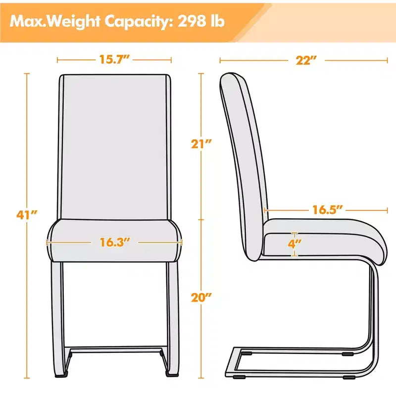 Yaheetech Lot de 4 chaises de salle à manger en similicuir avec pieds en métal