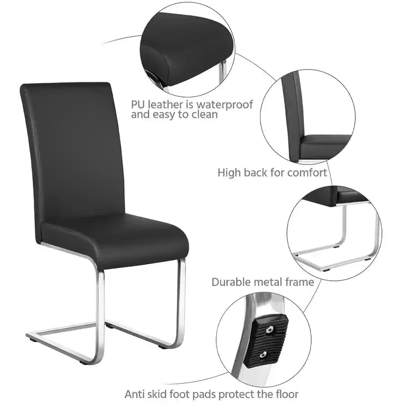 Yaheetech Lot de 4 chaises de salle à manger en similicuir avec pieds en métal