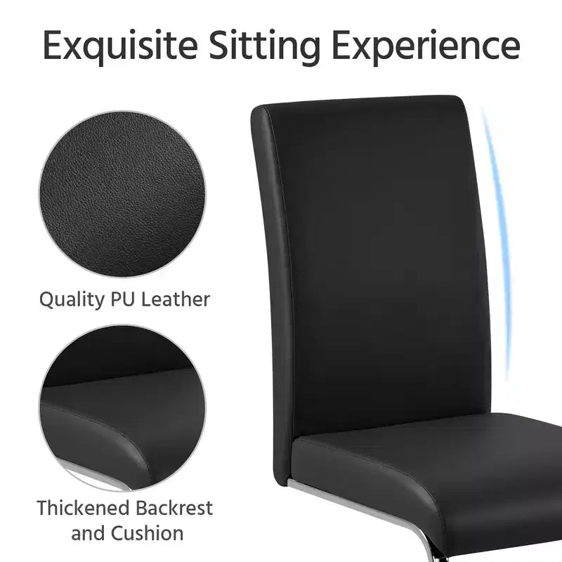 Yaheetech Lot de 4 chaises de salle à manger en similicuir avec pieds en métal