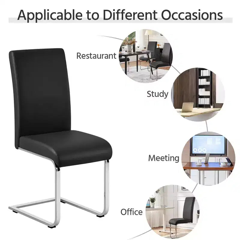 Yaheetech Lot de 4 chaises de salle à manger en similicuir avec pieds en métal