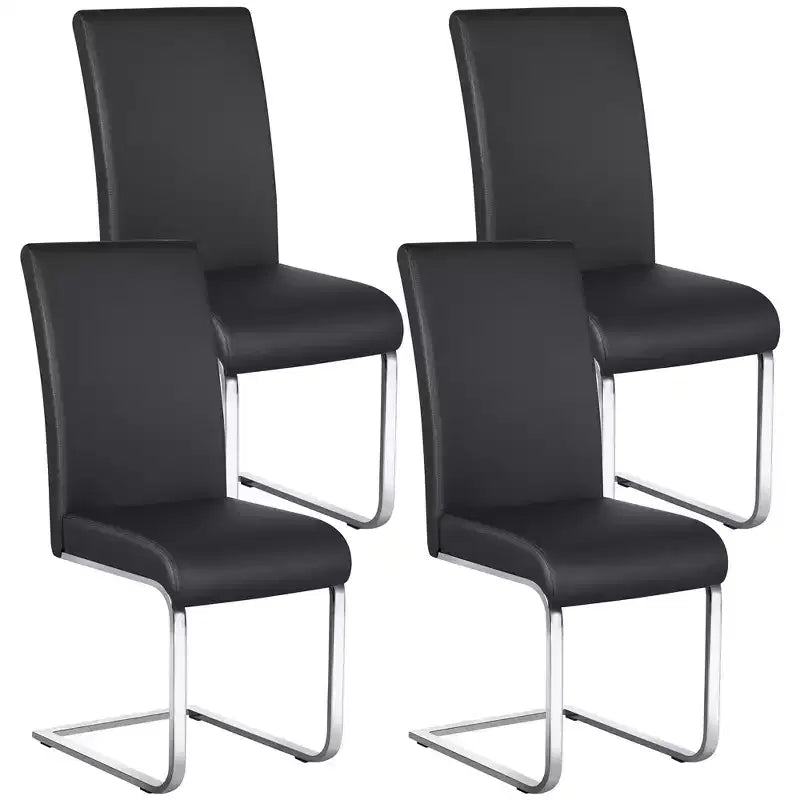 Yaheetech Set of 4 Faux Leather Dining Chairs with Metal Legs