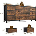 Meuble TV Acekool 14 tiroirs avec prise de courant, meuble TV en tissu de 160 cm pour téléviseurs de 65 à 75 pouces, rangement pour chambre et salon
