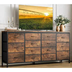 Meuble TV Acekool 14 tiroirs avec prise de courant, meuble TV en tissu de 160 cm pour téléviseurs de 65 à 75 pouces, rangement pour chambre et salon