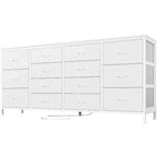 Meuble TV Acekool 14 tiroirs avec prise de courant, meuble TV en tissu de 160 cm pour téléviseurs de 65 à 75 pouces, rangement pour chambre et salon