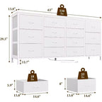 Meuble TV Acekool 14 tiroirs avec prise de courant, meuble TV en tissu de 160 cm pour téléviseurs de 65 à 75 pouces, rangement pour chambre et salon