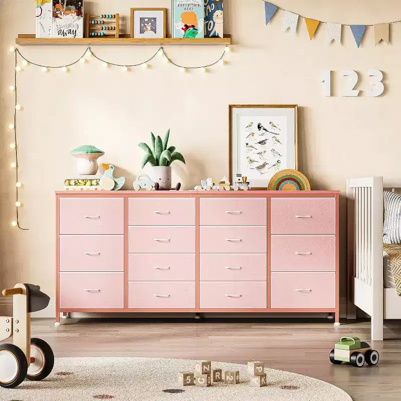 Meuble TV Acekool 14 tiroirs avec prise de courant, meuble TV en tissu de 160 cm pour téléviseurs de 65 à 75 pouces, rangement pour chambre et salon