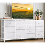 Meuble TV Acekool 14 tiroirs avec prise de courant, meuble TV en tissu de 160 cm pour téléviseurs de 65 à 75 pouces, rangement pour chambre et salon