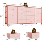 Meuble TV Acekool 14 tiroirs avec prise de courant, meuble TV en tissu de 160 cm pour téléviseurs de 65 à 75 pouces, rangement pour chambre et salon