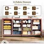 Meuble TV Acekool 14 tiroirs avec prise de courant, meuble TV en tissu de 160 cm pour téléviseurs de 65 à 75 pouces, rangement pour chambre et salon