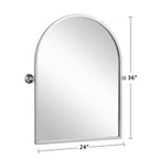 Miroir mural argenté avec cadre en fer arqué à angle droit, 91x61x4cm