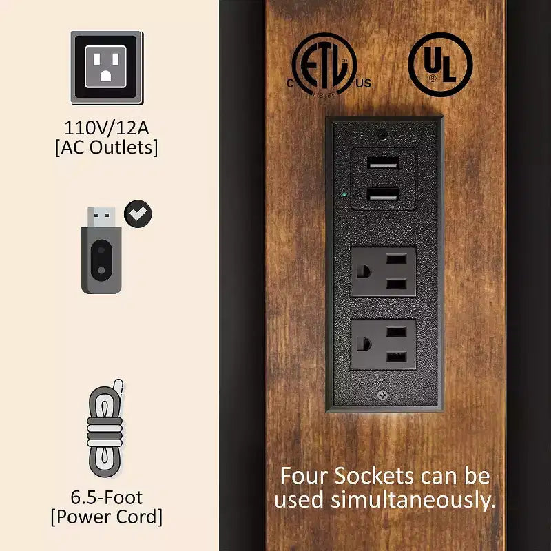 Cadre de lit plateforme AMERLIFE avec tête de lit de rangement et station de charge, silencieux